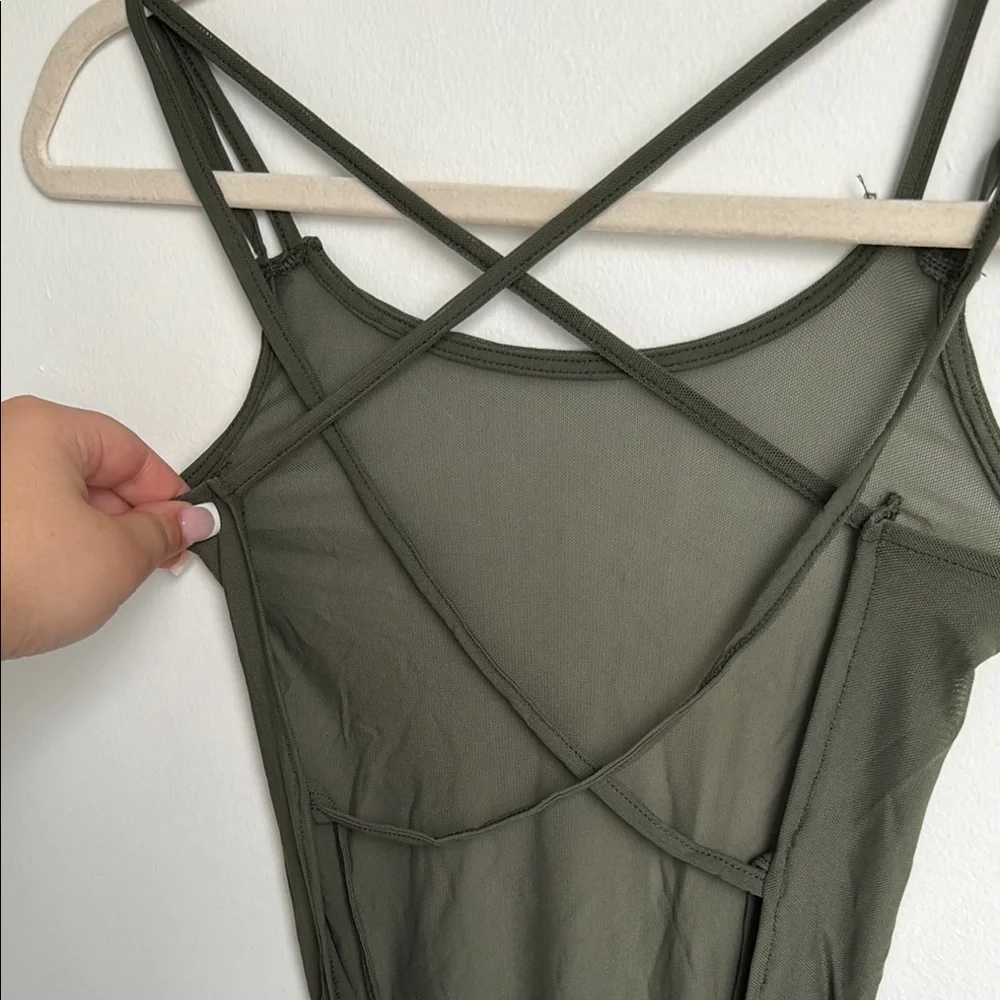 CAPELLA Olive green bodysuit sheer dark fairy romantic